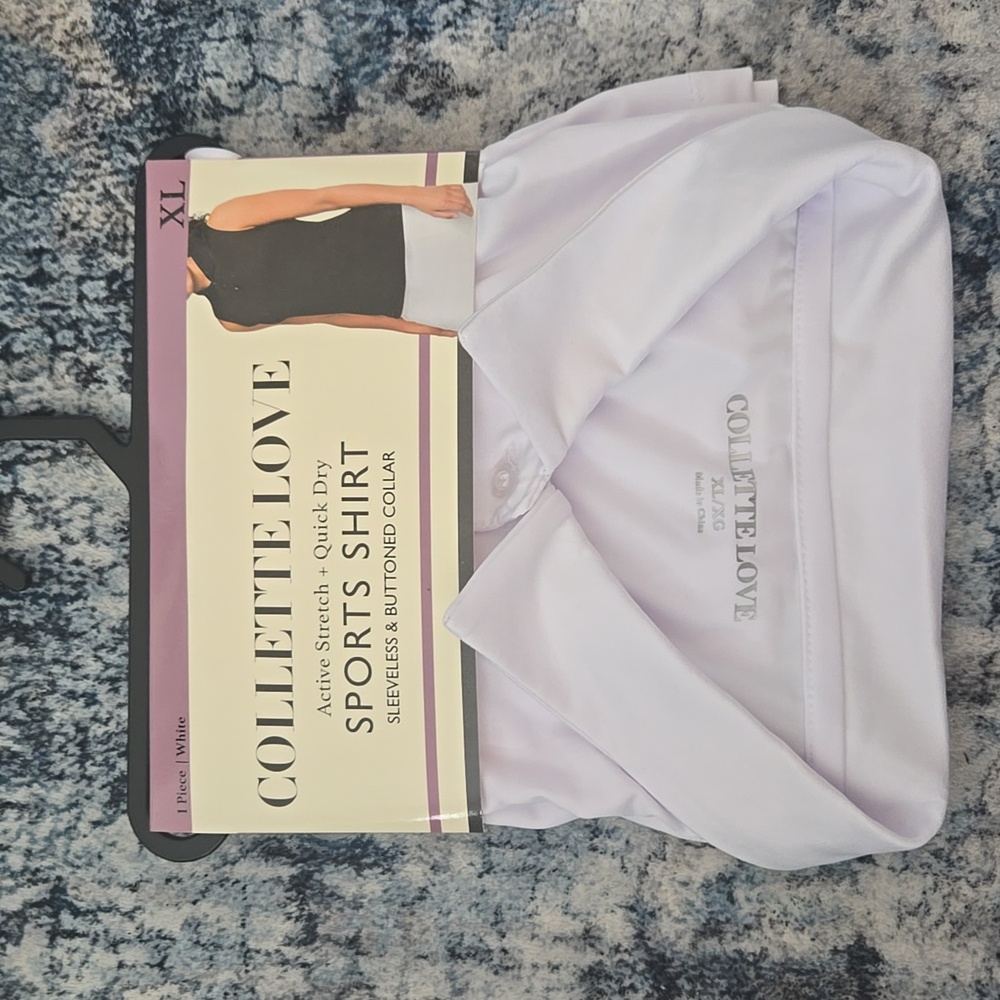 White Sleeveless Polo Top